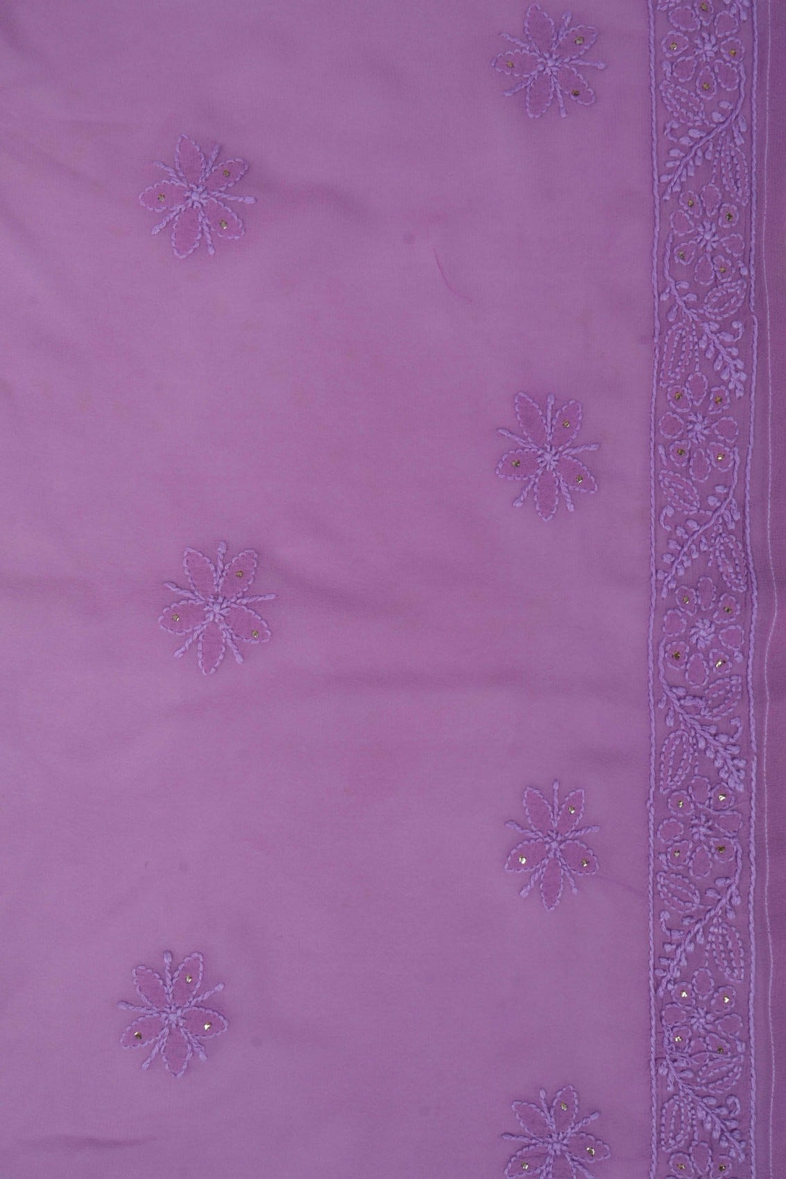 Ada Hand Embroidered Purple Ombre Shade Georgette Lucknowi Chikankari Semi-Stitched Anarkali Kurta Dupatta Set With Muqaish Work 01A207573