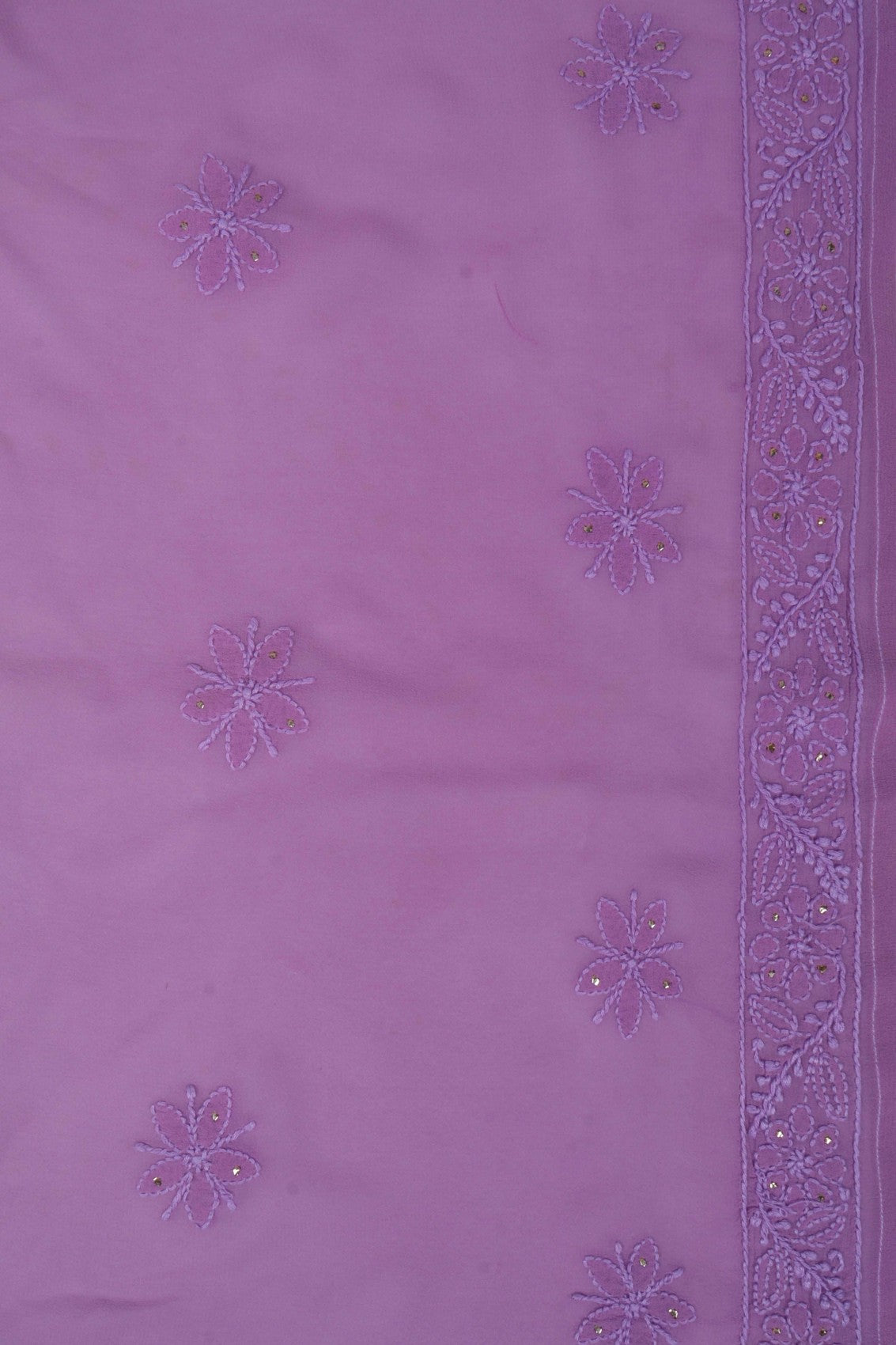 Ada Hand Embroidered Purple Ombre Shade Georgette Lucknowi Chikankari Semi-Stitched Anarkali Kurta Dupatta Set With Muqaish Work 01A207573