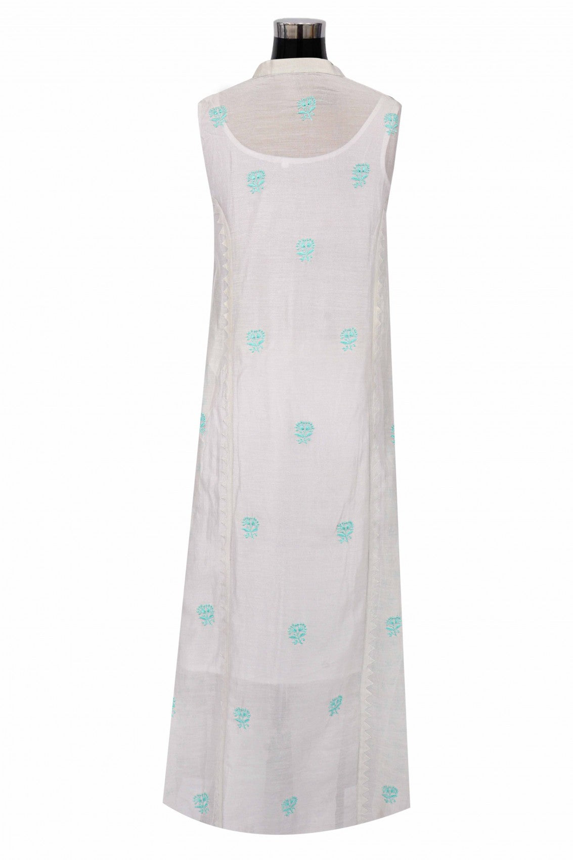 Ada Hand Embroidered Light Grey Chanderi Lucknowi Chikankari Semi-stitched Kurta Dupatta Set A320060
