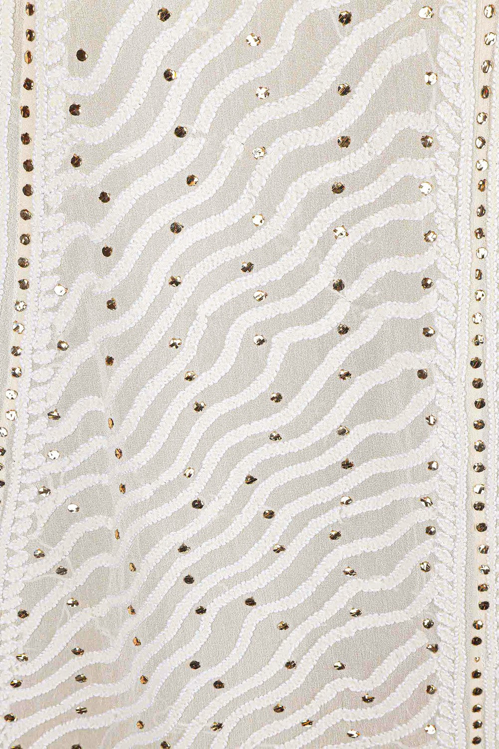 Ada Hand Embroidered White Pure Georgette Lucknowi Chikankari Unstitched Lehenga Skirt (Only Skirt)With Muqaish Work- A608030