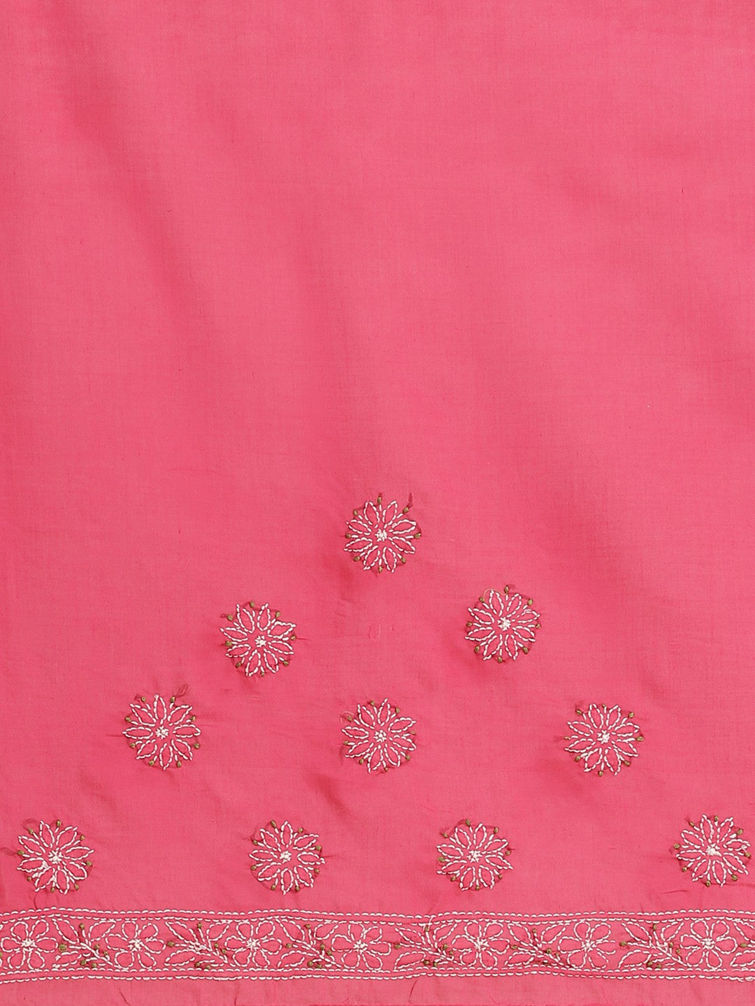 Ada Hand Embroidered Magenta Cotton Lucknow Chikan Saree With Blouse-A311206
