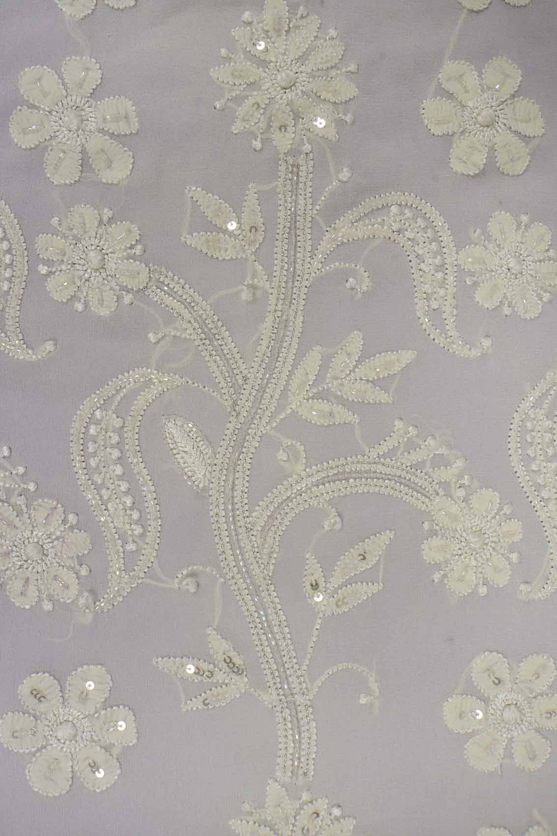 Ada Hand Embroidered Mauve & Cream Ombre Shade Pure Georgette Lucknowi Chikankari Saree/Blouse with Cutdana Work A393538