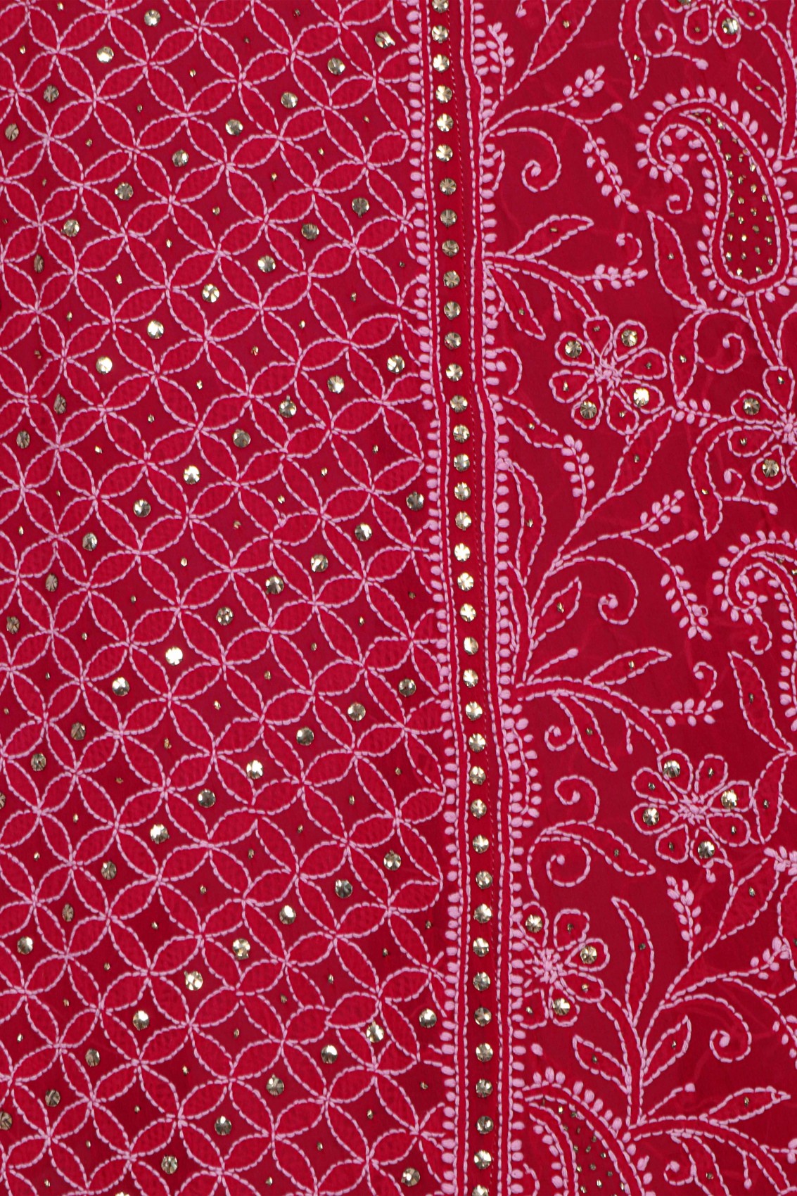 Ada Hand Embroidered Magenta Pure Georgette Lucknowi Chikankari Lehenga Skirt (only skirt) With Muqaish Work 01A149902