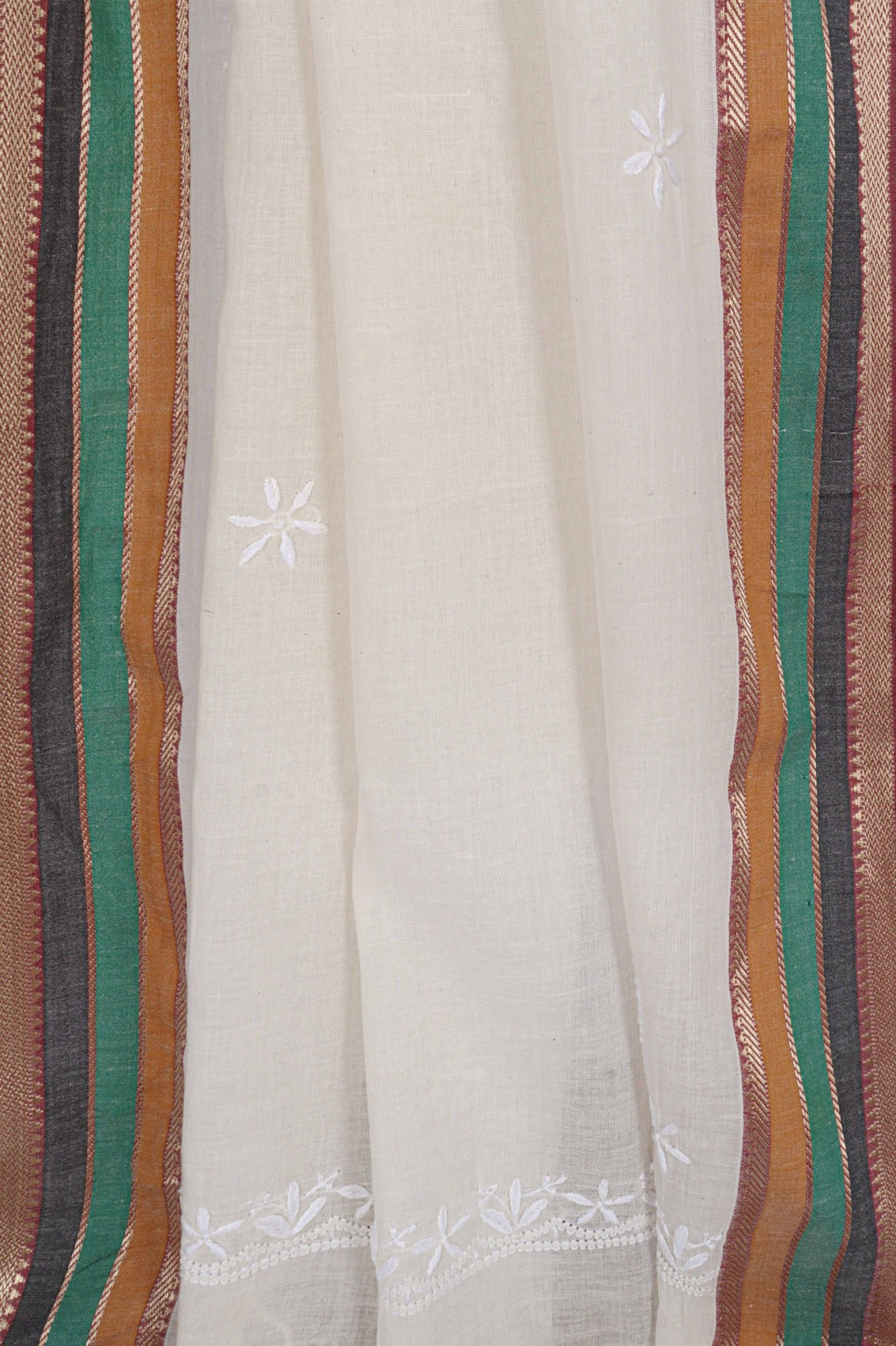 Ada Hand Embroidered Off White Chanderi Lucknowi Chikankari Dupatta A372341