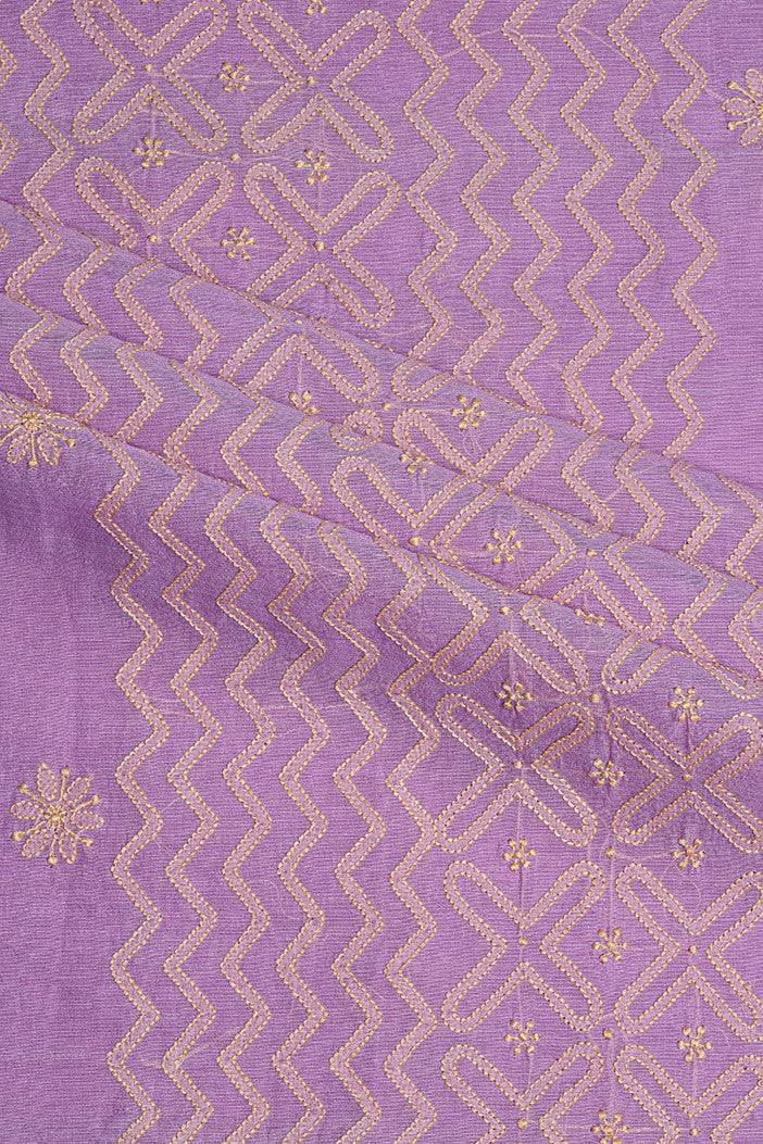 Ada Hand Embroidered Mauve Chanderi Chikan Unstitched Kurta Piece-A586419
