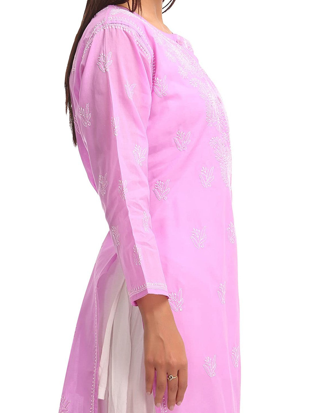 Ada Hand Embroidered Lavender Cotton Lucknowi Chikankari Straight Kurta A231691