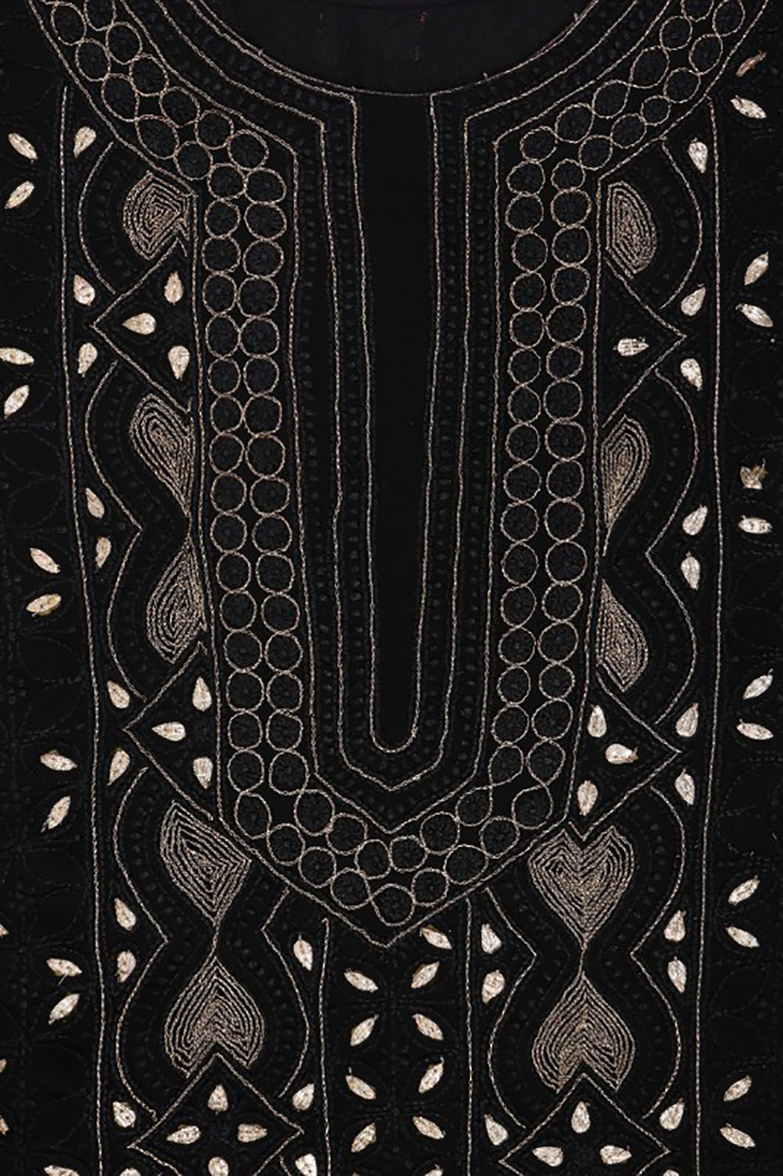 Ada Hand Embroidered Black Georegette Lucknowi Chikankari Unstitched Kurta Dupatta Set with Zari Work A607105