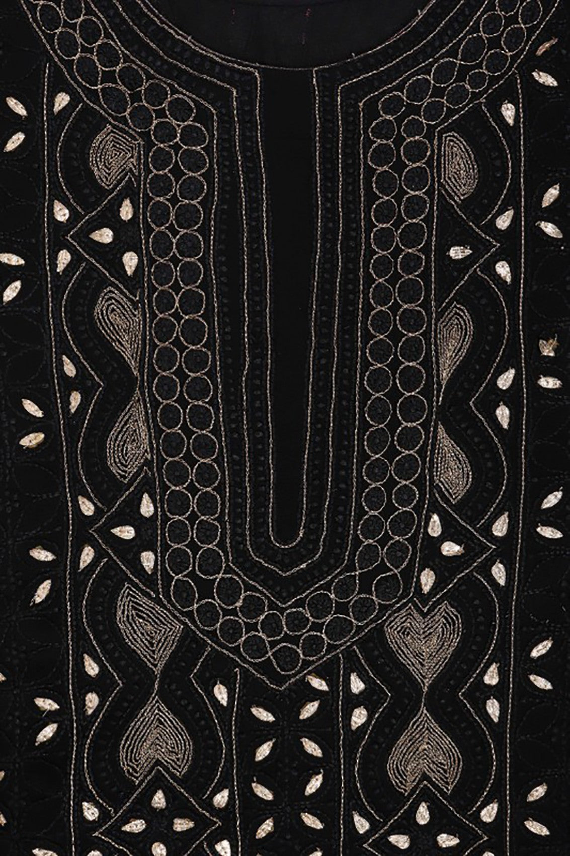 Ada Hand Embroidered Black Georegette Lucknowi Chikankari Unstitched Kurta Dupatta Set with Zari Work A607105