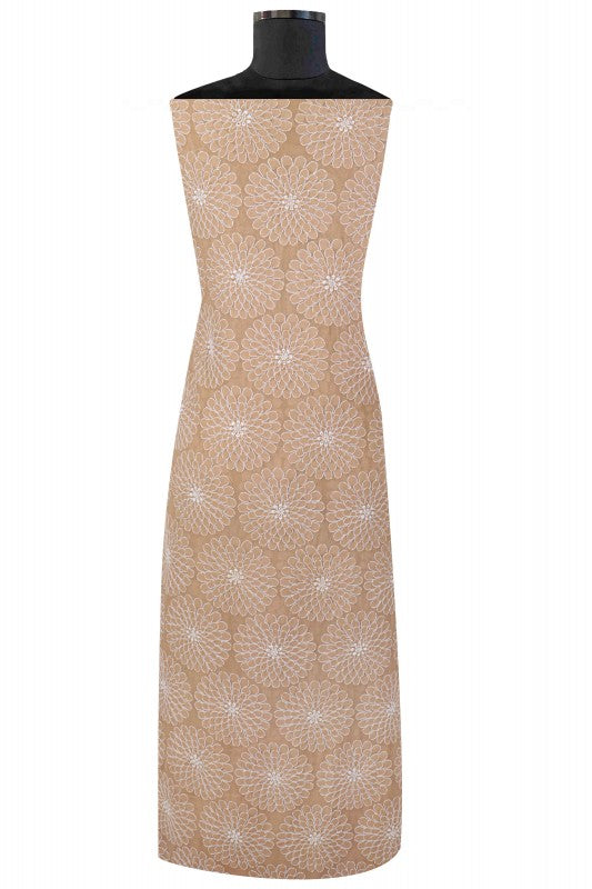 Ada Hand Embroidered Fawn Pure Georgette Lucknowi Chikan Unstitched Kurta Dupatta Set A489983