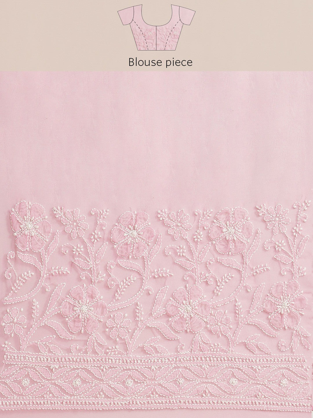 Ada Hand Embroidered Pink Georgette Lucknow Chikan Saree With Blouse A311327