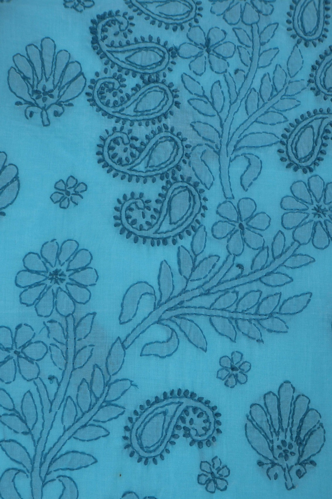 Ada Hand Embroidered Sky Blue Cotton Lucknowi Chikankari Unstitched Suit Piece 01A262732