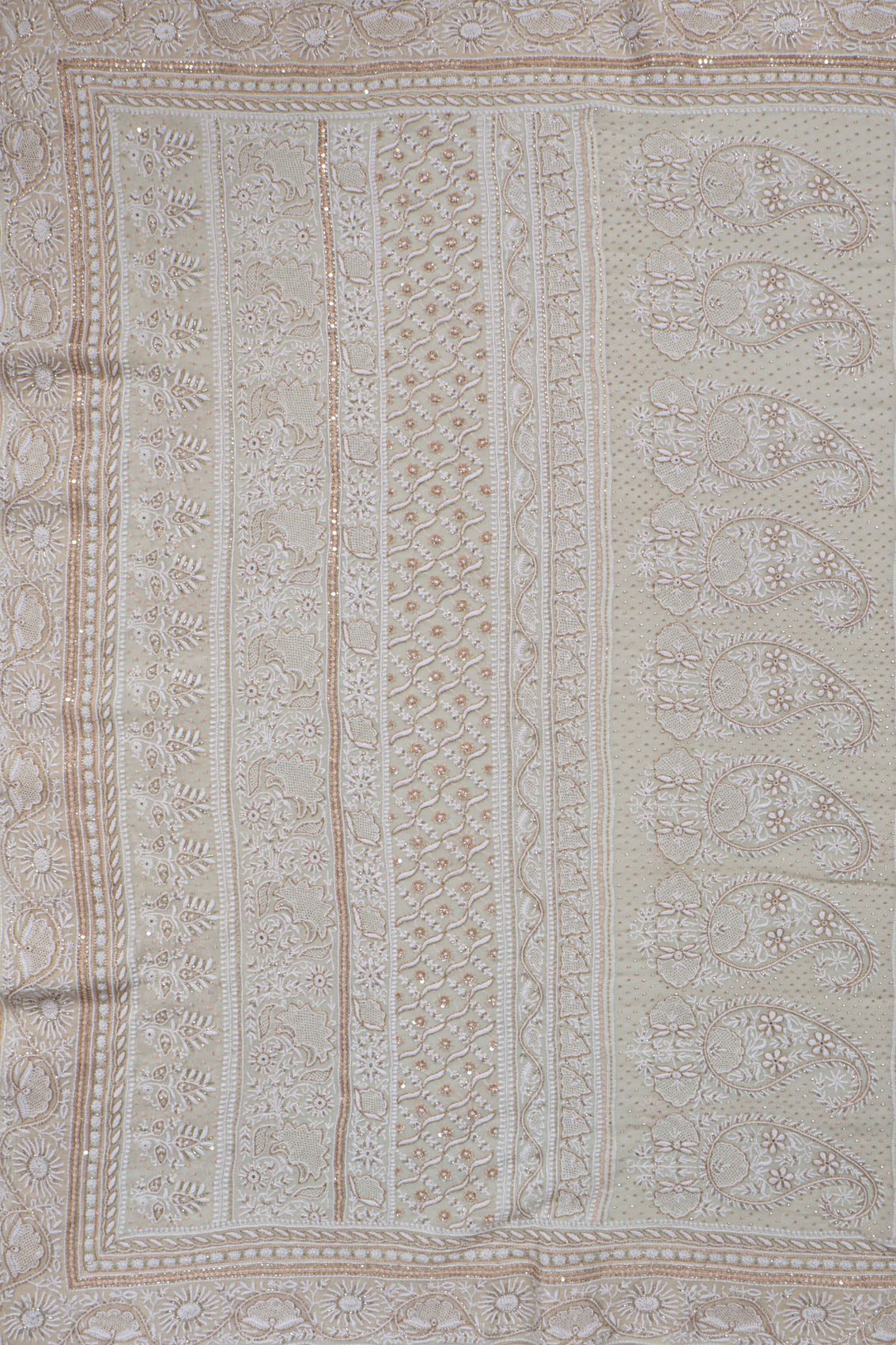 Ada Hand Embroidered Light Pista Green Pure Georgette Lucknowi Chikankari Saree/Blouse With Cutdana Work A619877