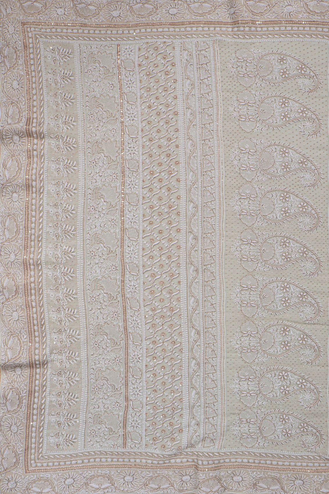 Ada Hand Embroidered Light Pista Green Pure Georgette Lucknowi Chikankari Saree/Blouse With Cutdana Work A619877