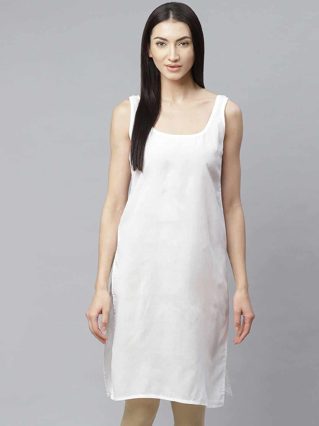 Ada White and Peach Cotton Long Slips Combo of 2  A294929.