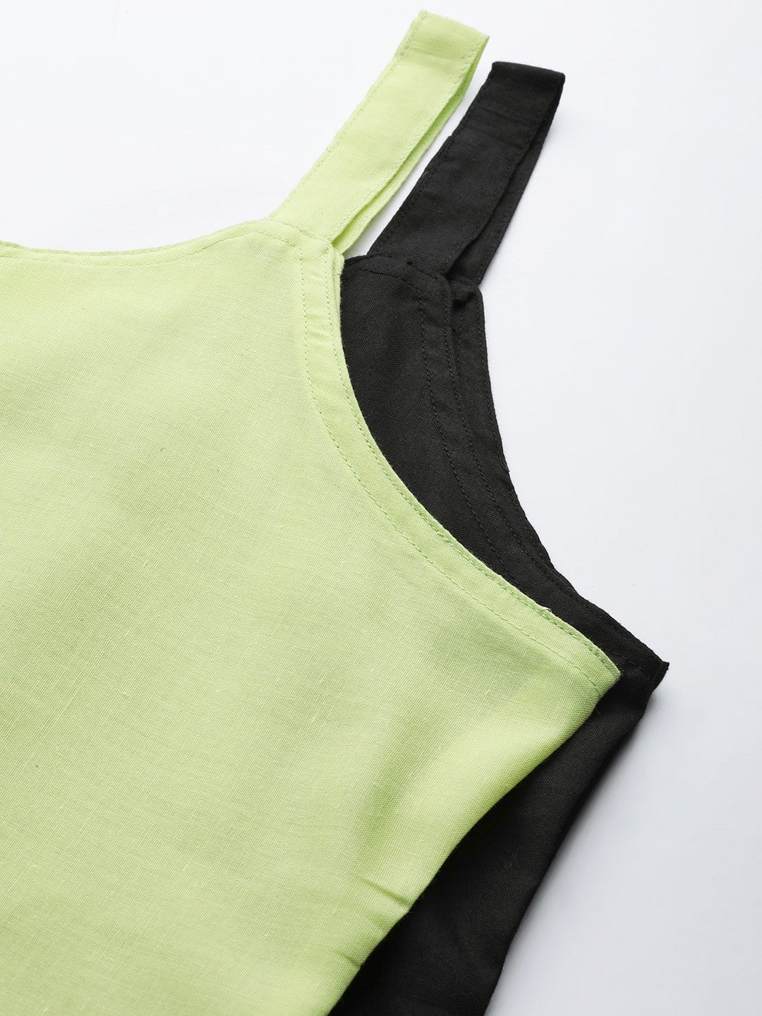 Ada Black and Light Green Cotton Short Slips Combo of 2 A111160.
