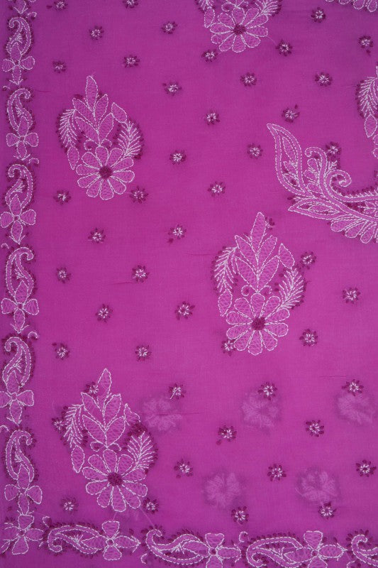 Ada Hand Embroidered Mauve Cotton Lucknowi Chikankari Saree With Blouse A613146
