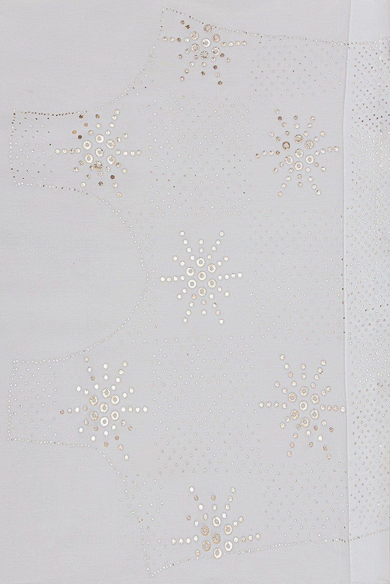 Ada Hand Embroidered White Pure Georgette Lucknowi Chikankari Saree /Blouse With Muqaish Work- A602583