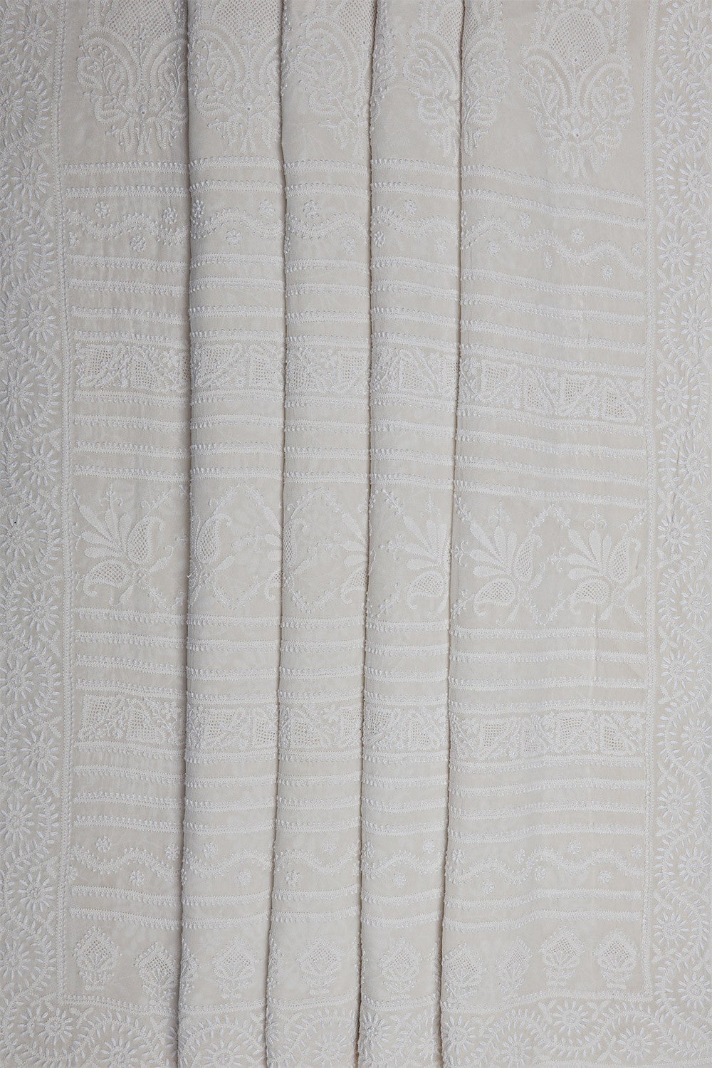Ada Hand Embroidered White Pure Georgette Lucknowi Chikankari Saree  A456833