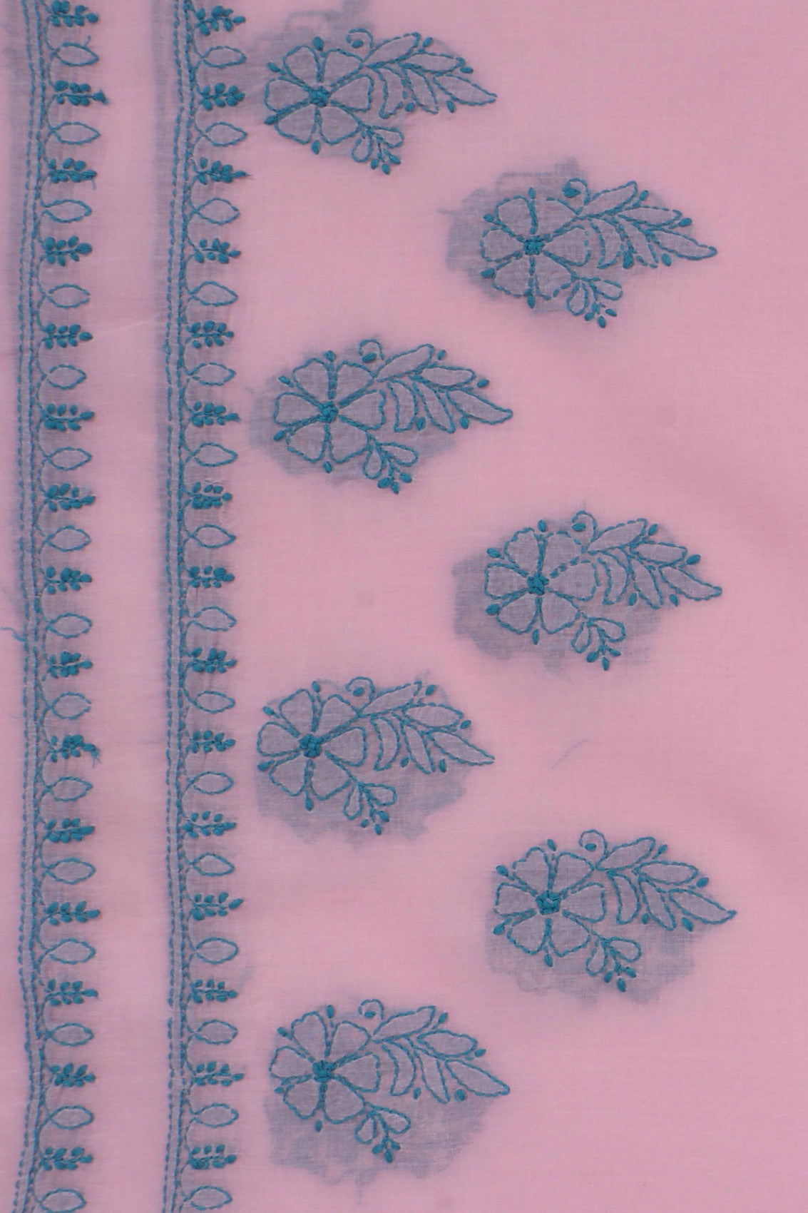 Ada Hand Embroidered Pink Cotton Lucknowi Chikankari Saree with Blouse A173137