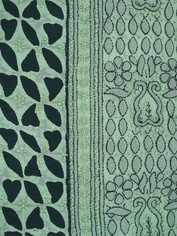 Ada Hand Embroidered Green Cotton Lucknowi Chikankari Unstitched Suit Piece 01A184059