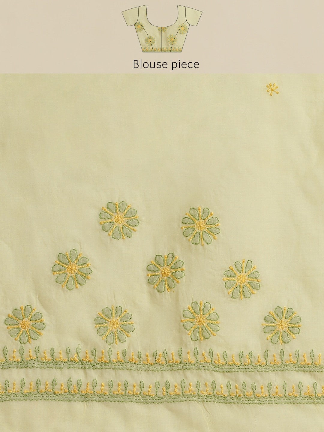 Ada Hand Embroidered Lemon Cotton Lucknow Chikan Saree With Blouse- A311314