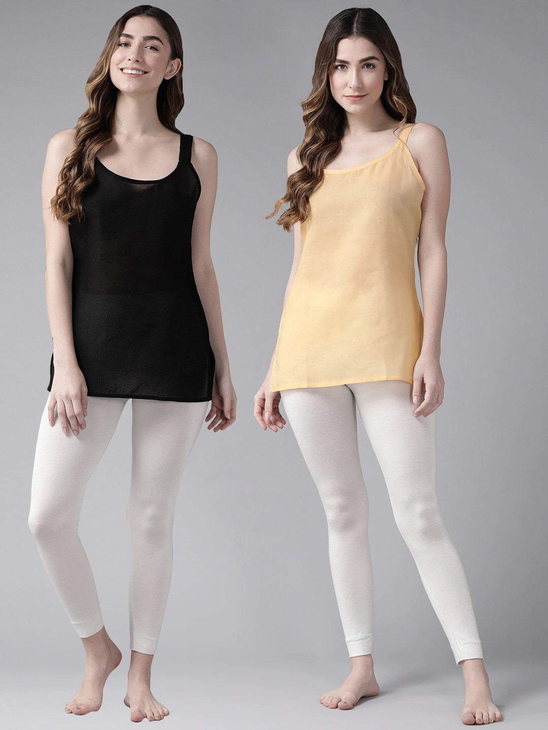 Ada Fawn and Black Cotton Short Slips Combo of 2  A316265.