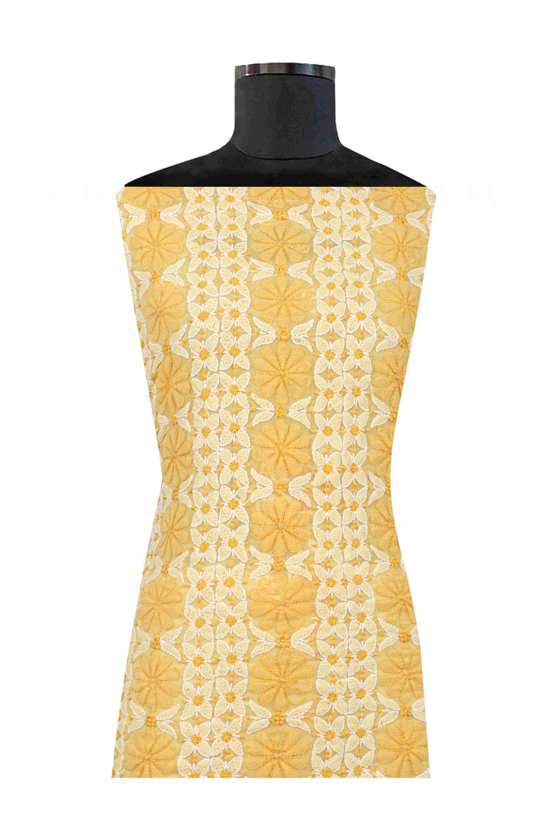 Ada Hand Embroidered Yellow Georgette Lucknowi Chikankari Unstitched Suit Piece 01A151216