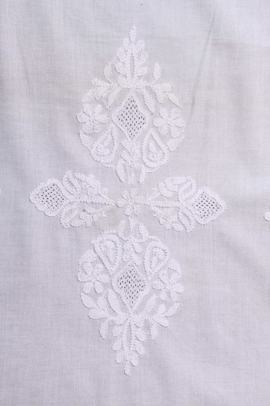 Ada Hand Embroidered White Cotton Lucknowi Chikankari Dining Table Runner Set A171612