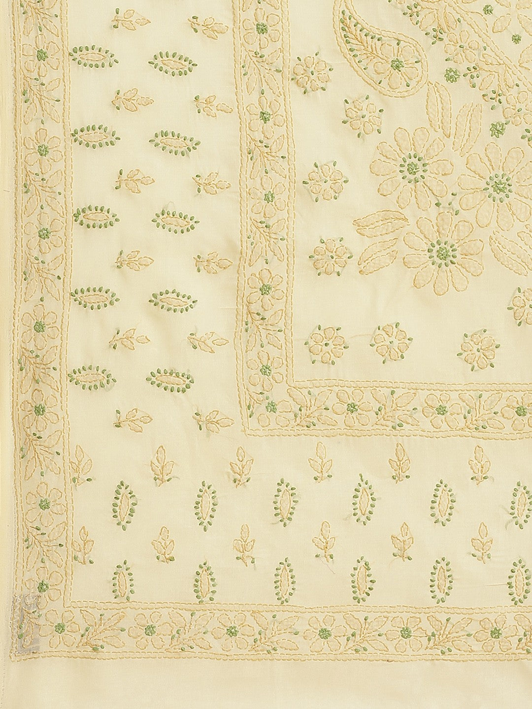 Ada Hand Embroidered Beige Cotton Lucknow Chikan Saree With Blouse A311203