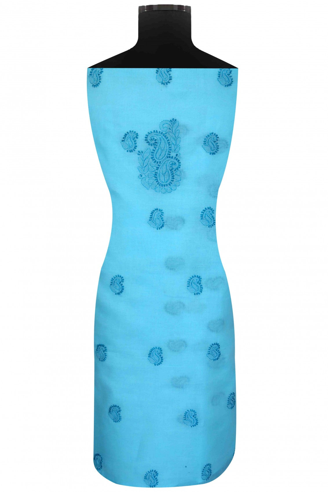 Ada Hand Embroidered Blue Cotton Lucknowi Chikankari Unstitched Suit Piece 01A127644