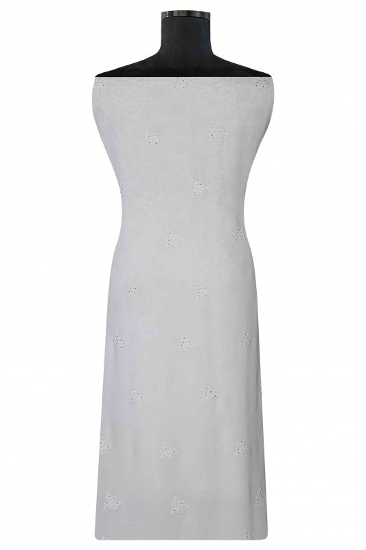 Ada Hand Embroidered White Georgette Lucknowi Chikan Unstitched Kurta Piece with Muqaish Work A370787