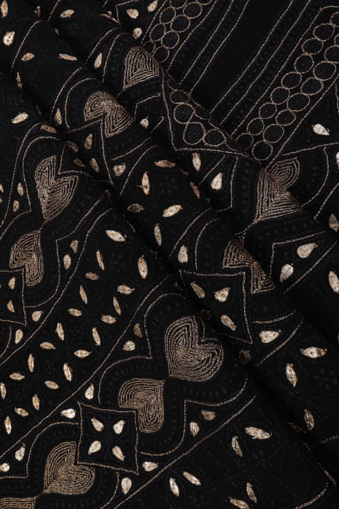 Ada Hand Embroidered Black Georegette Lucknowi Chikankari Unstitched Kurta Dupatta Set with Zari Work A607105