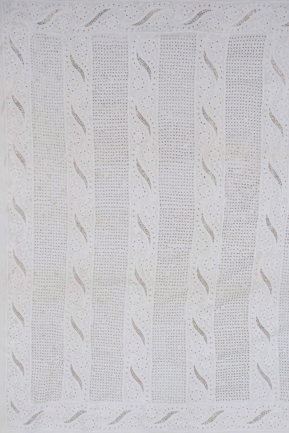 Ada Hand Embroidered Off White Viscose Georgette Lucknowi Chikankari Saree/Blouse With Muqaish Work A583626