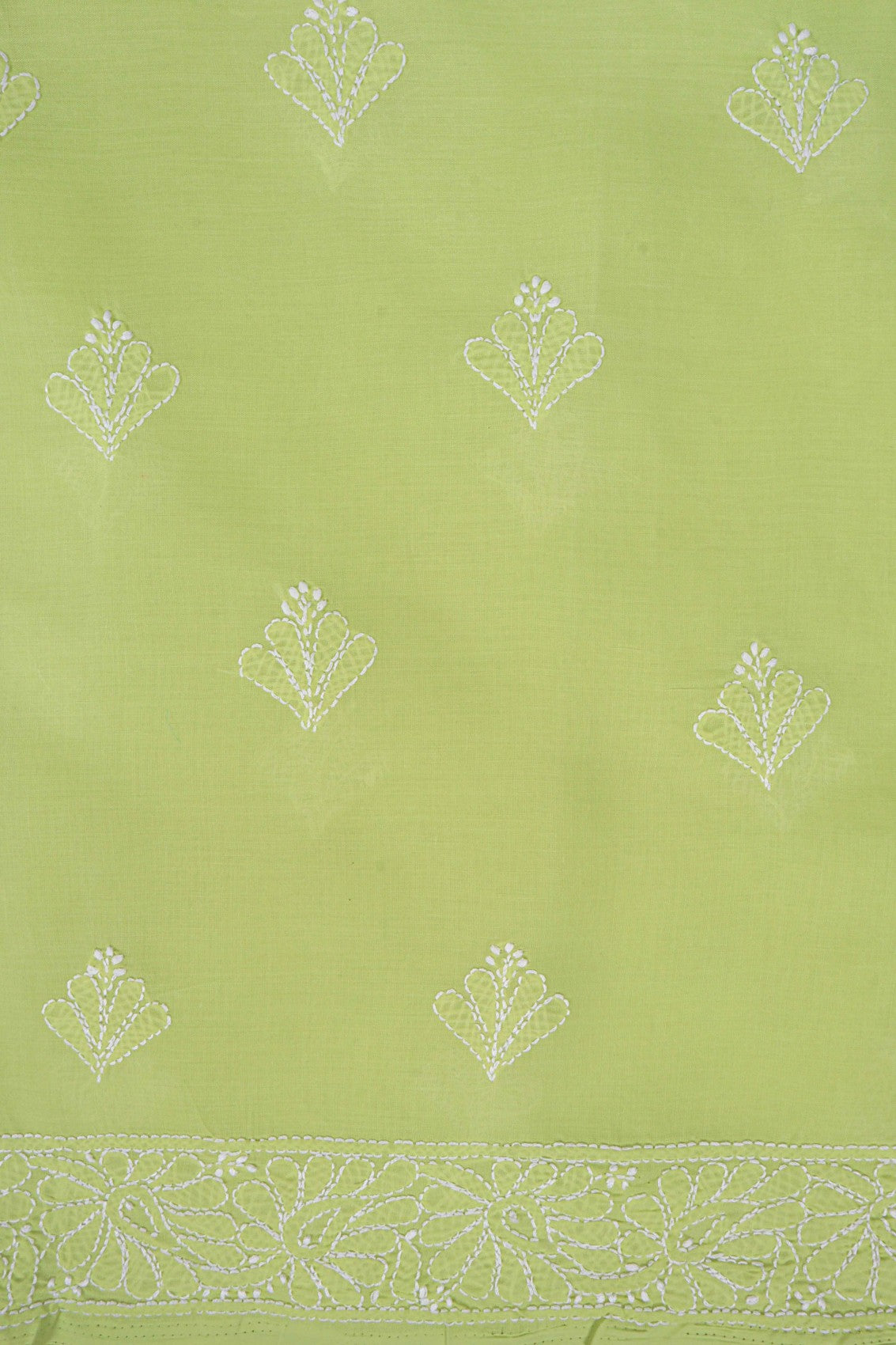 Ada Hand Embroidered Light Green Cotton Lucknowi Chikankari Unstitched Suit Piece A607709