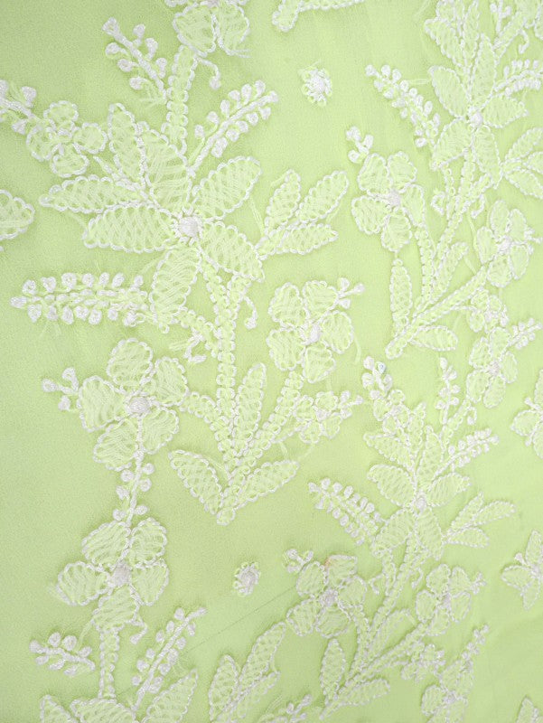 Ada Hand Embroidered Lemon Georgette Lucknowi Chikankari Saree With Blouse A599388