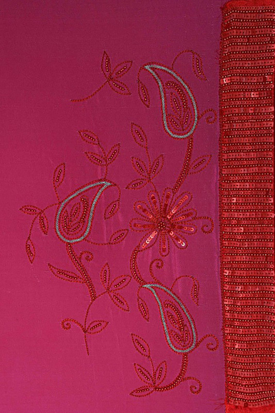 Ada Hand Embroidered Magenta/Red Pure Georgette Lucknowi Chikankari Saree/Blouse  With Pearl Work A4526