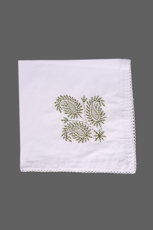 Ada Hand Embroidered White Cotton Lucknowi Chikankari Napkin Set 01A289376