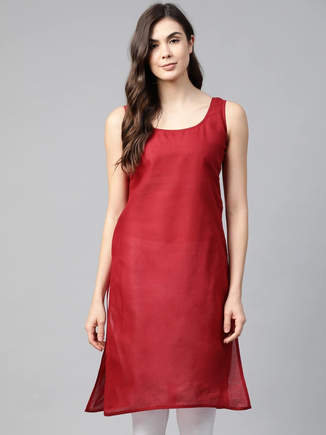 Ada Black and Maroon Cotton Long Slips Combo of 2 A111129.