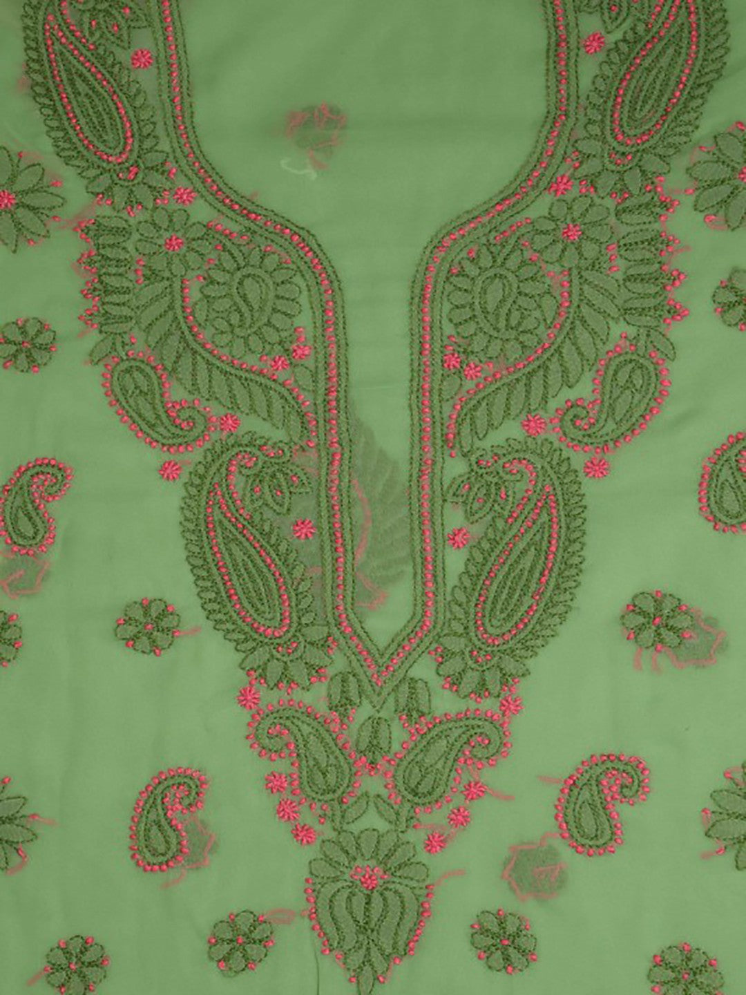 Ada Hand Embroidered Green Georgette Lucknowi Chikankari Unstitched Suit Piece A211191