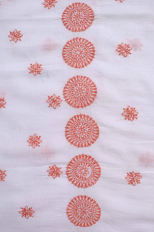 Ada Hand Embroidered White Linen Lucknowi Chikankari Unstitched Men's Kurta Piece A131029