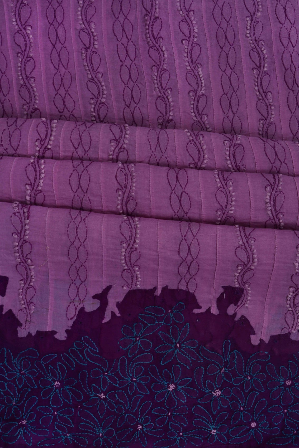 Ada Hand Embroidered Purple Cotton Lucknowi Chikankari Unstitched Anarkali Kurta Piece 01A123947