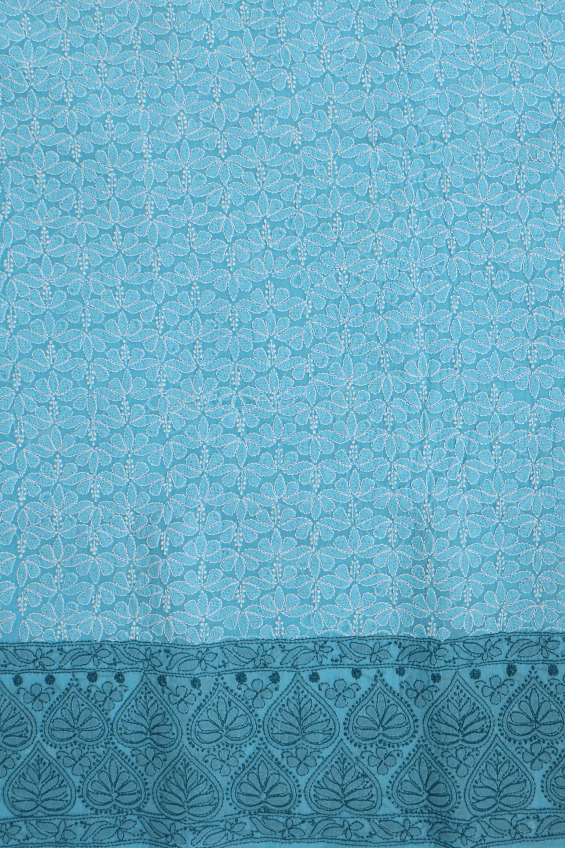 Ada Hand Embroidered Sky Blue Cotton Lucknowi Chikankari Unstitched Suit Piece 01A189033