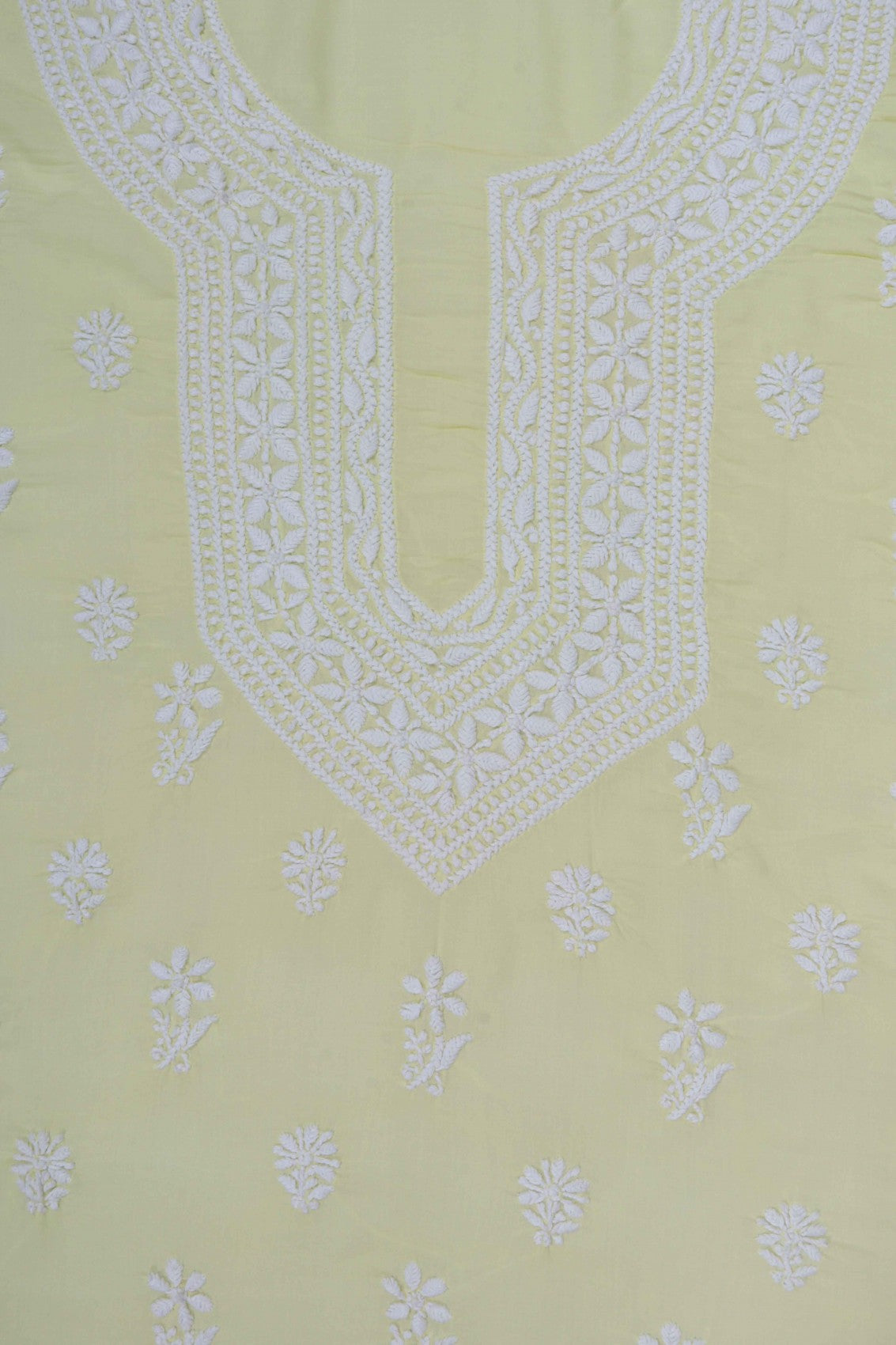 Ada Hand Embroidered Lemon Modal Lucknowi Chikankari Unstitched Suit Piece 01A172731