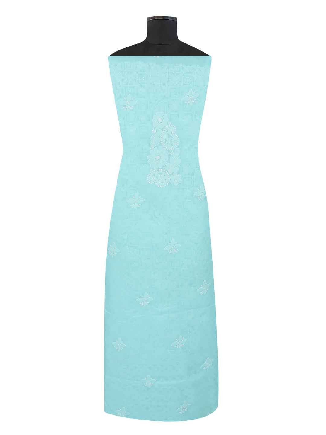 Ada Hand Embroidered Sea Green Cotton Lucknowi Chikankari Unstitched Suit Piece 01A184320