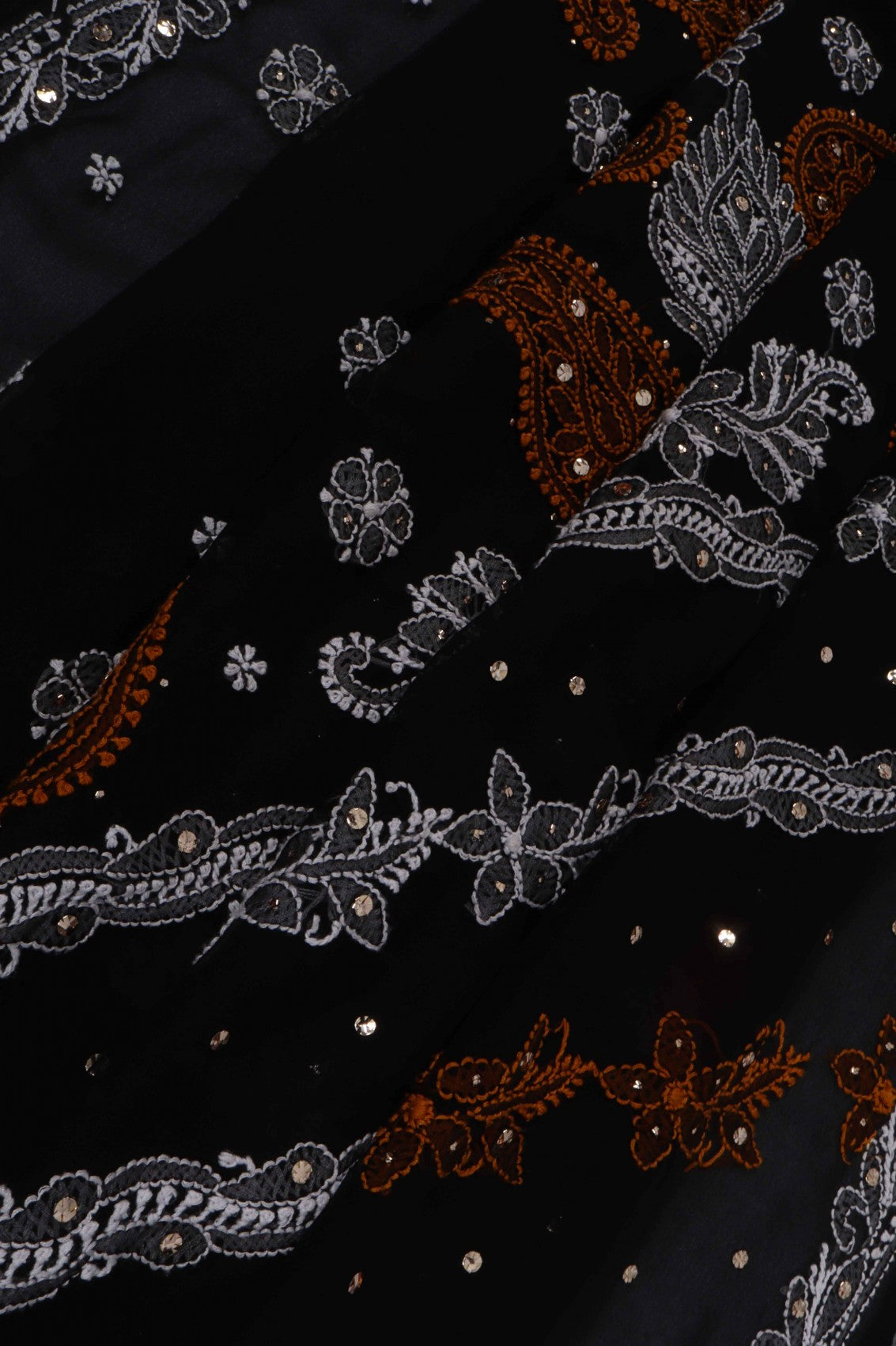Ada Hand Embroidered Black Georgette Lucknowi Chikankari Saree/Blouse With Muqaish Work A204201