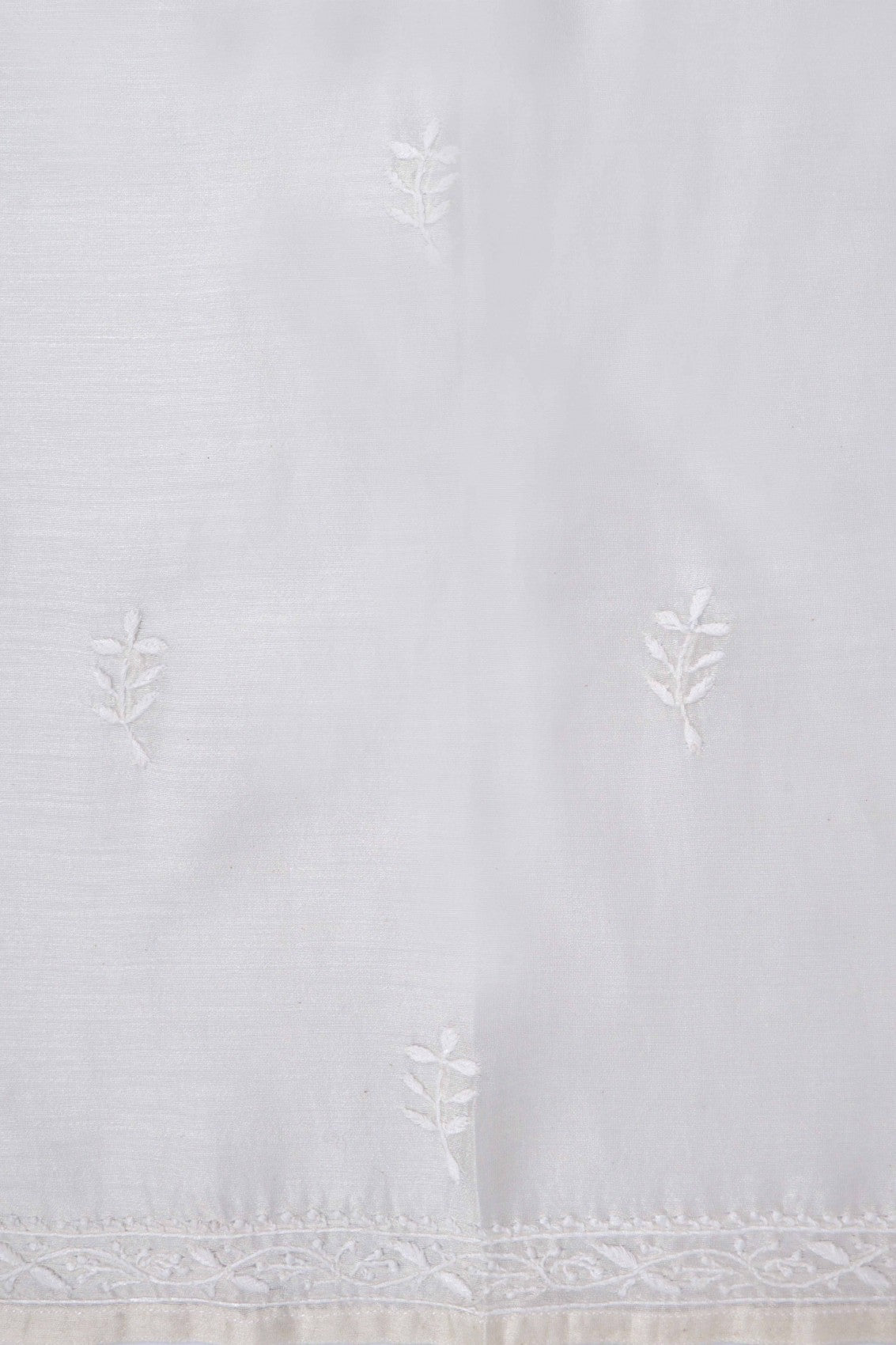 Ada Hand Embroidered Off White Chanderi Lucknowi Chikankari Semi-Stitched Kurta Dupatta Set With Zari Work 01A216282