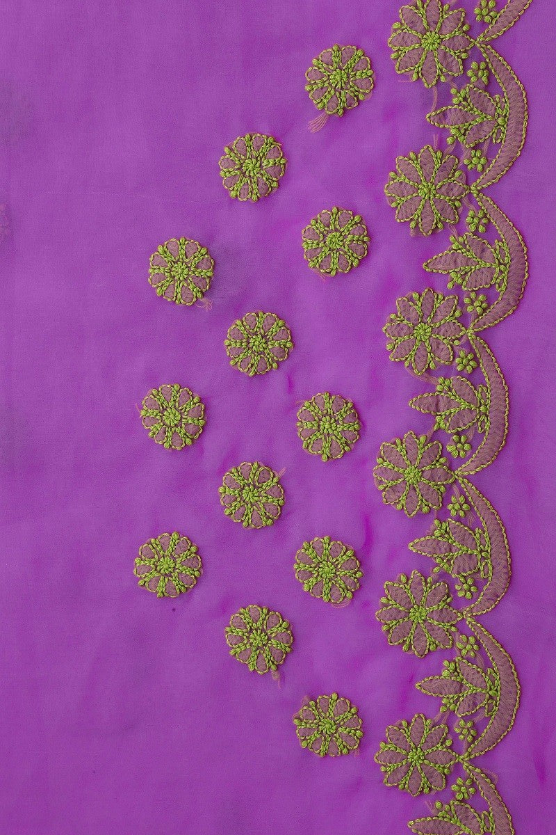 Ada Exclusive Handcrafted Pink Georgette Lucknowi Chikankari Saree with Blouse A204967