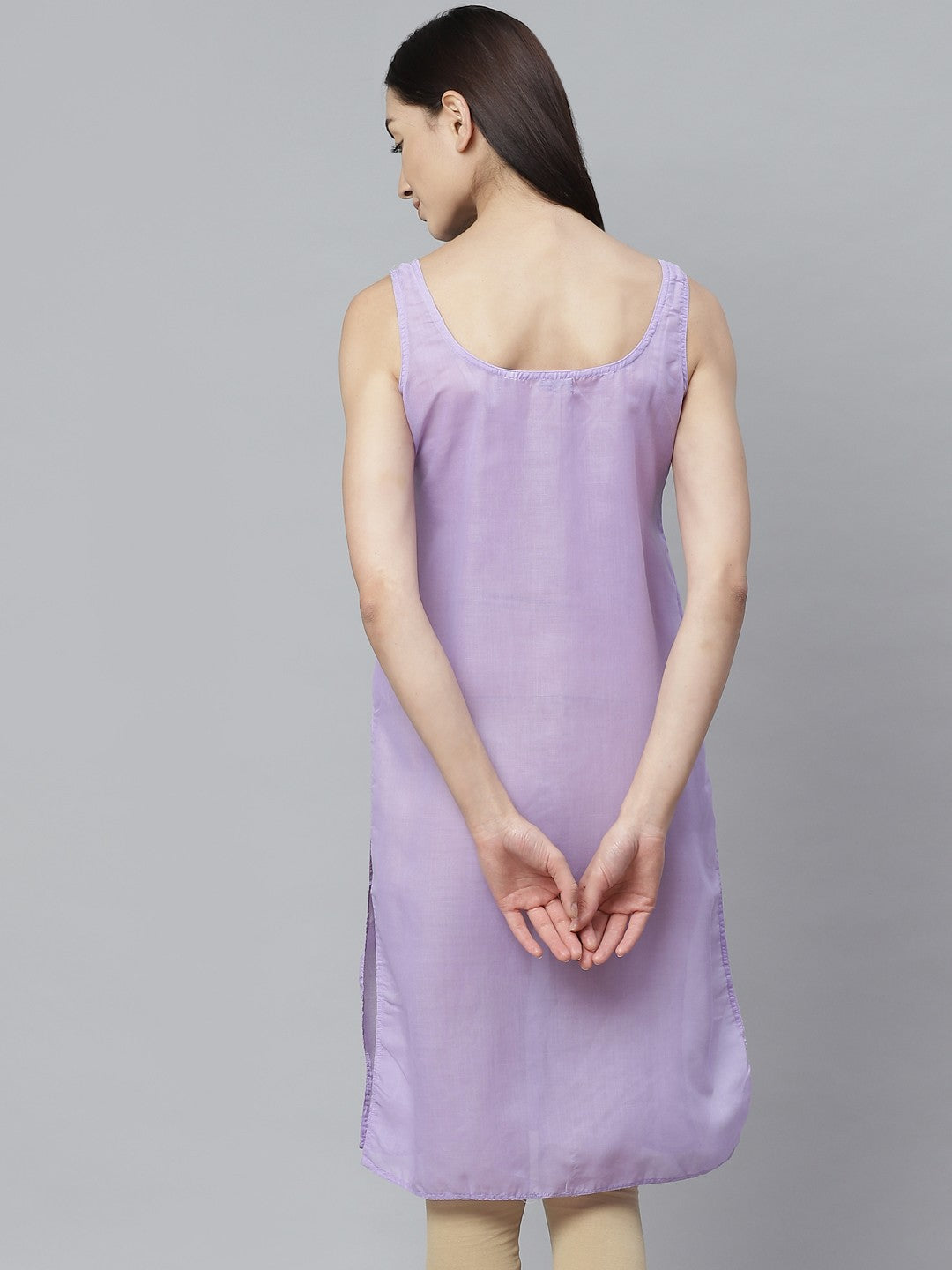 Ada Mauve and White Cotton Long Slips Combo of 2  A307557.