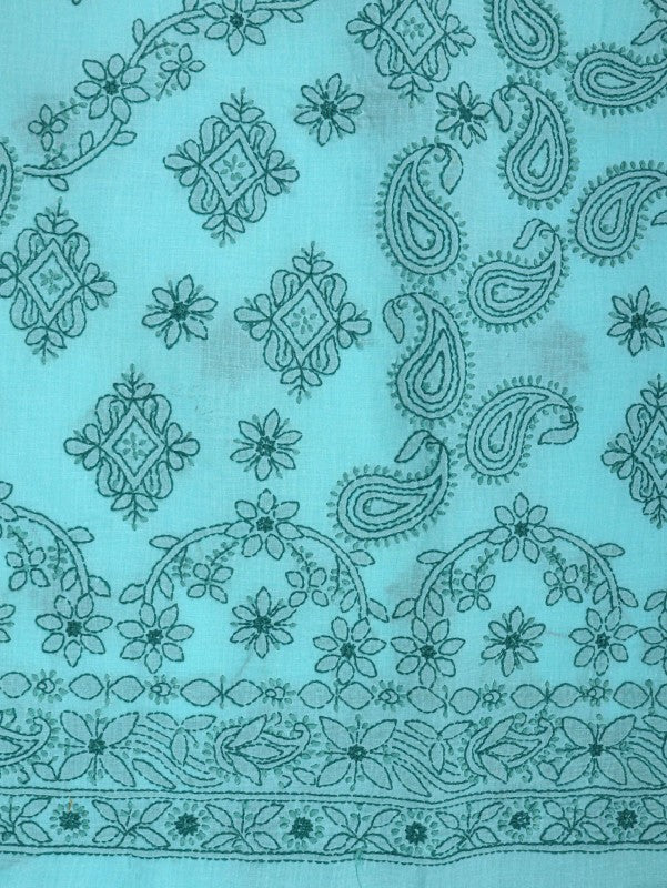 Ada Hand Embroidered Sea Green Cotton Lucknowi Chikankari Unstitched Suit Piece 01A178585