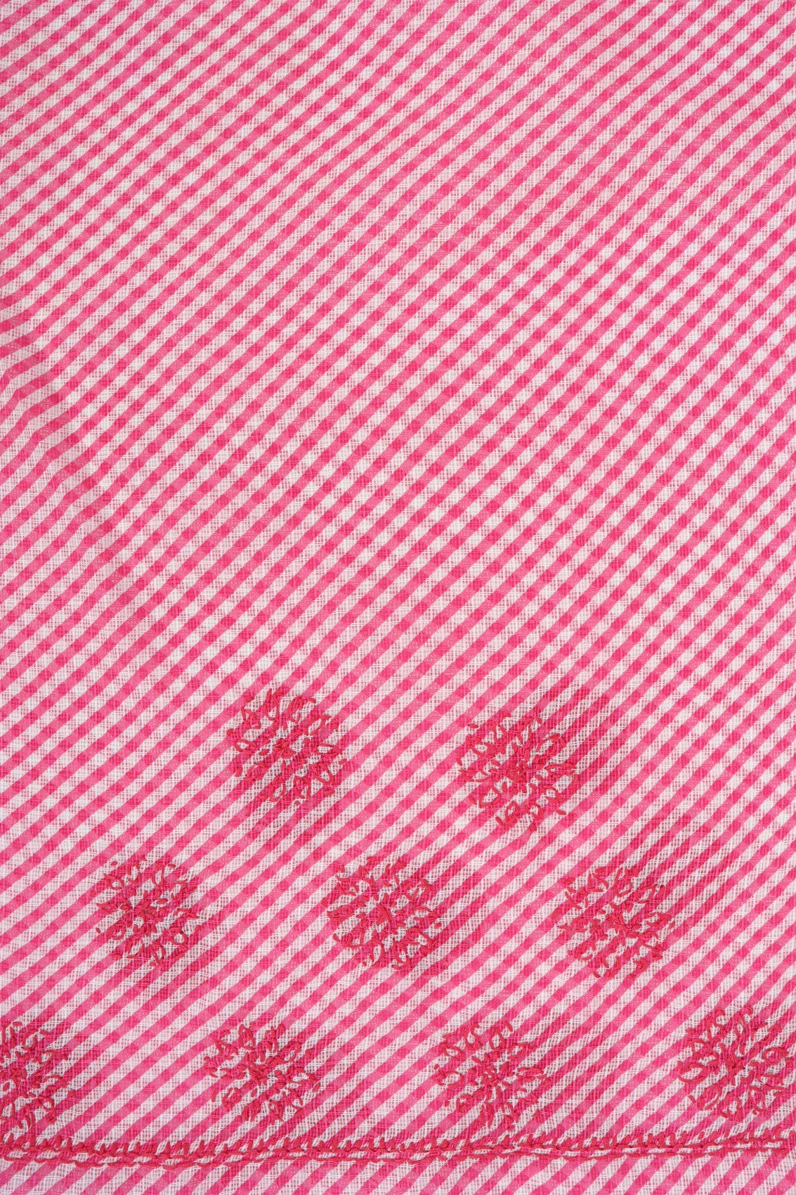 Ada Hand Embroidered Carrot Pink Kota Lucknow Chikan Saree With Blouse A311353